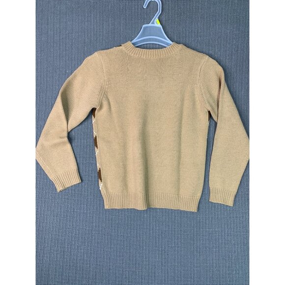 Liz Claiborne Argyle Sweater S Cotton Acrylic Blend Womens Beige & Blue - Picture 2 of 10